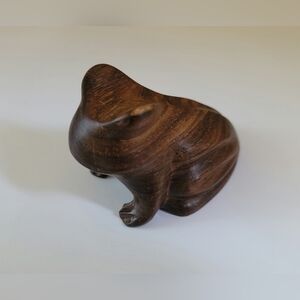 Vintage Handcarved Wooden Frog Figurine
